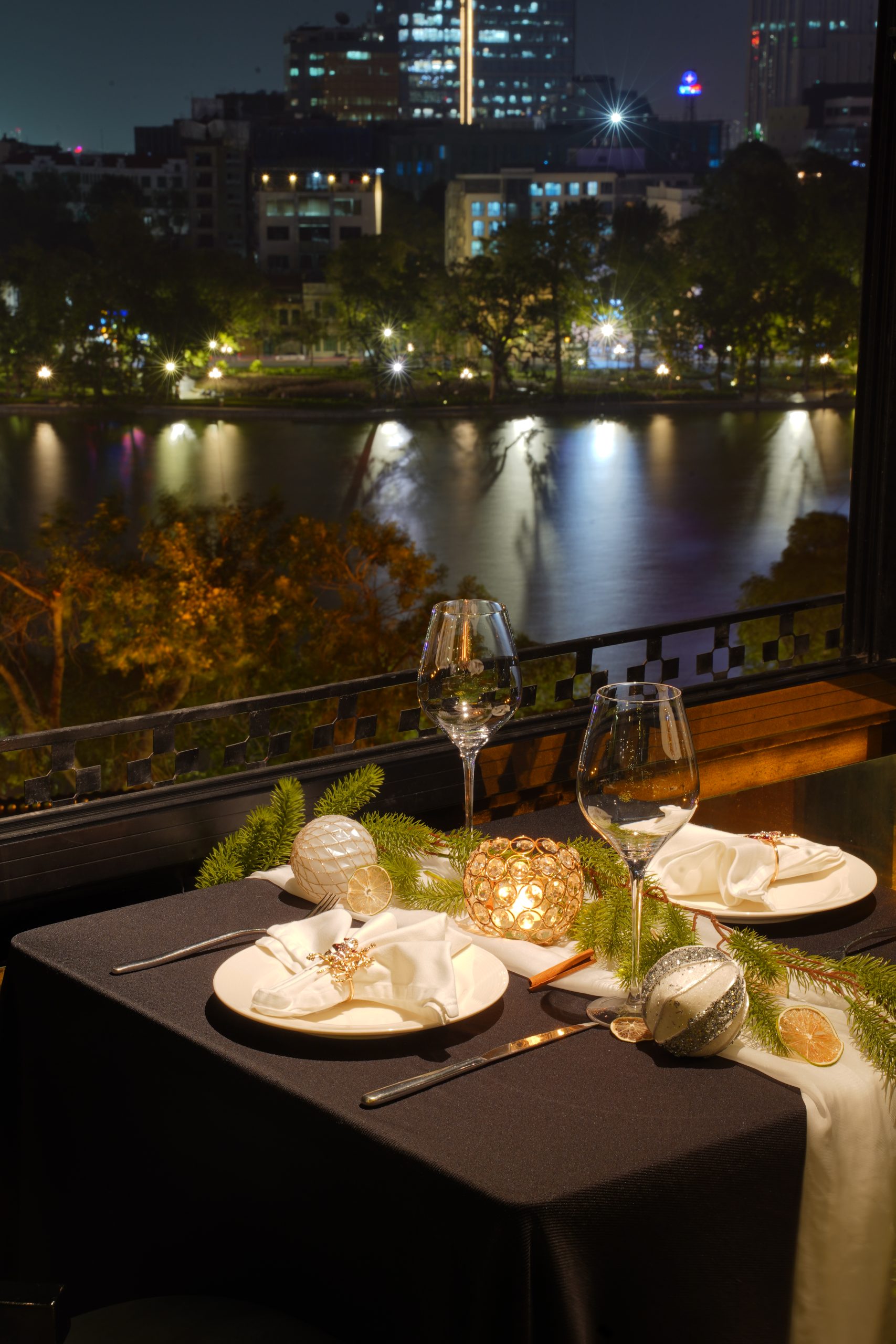 Dining table with city view